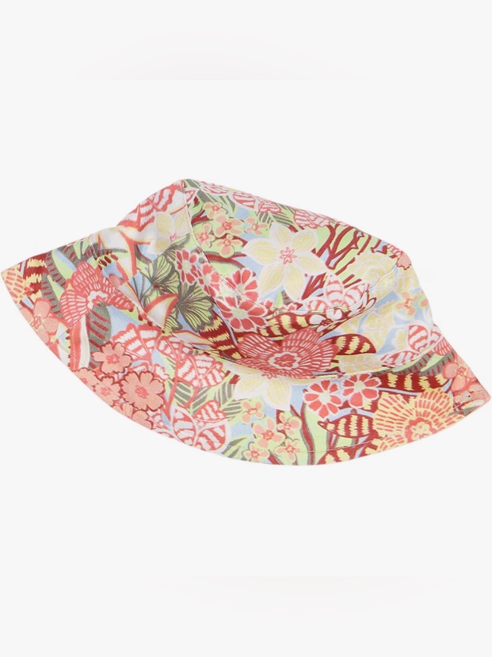 NWOT Roxy Floral Bucket Hat in Coral, Yellow & Green